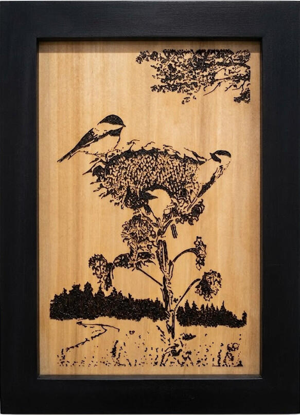 Custom Wisconsin wildlife plaque by FISHSTKS.com featuring original artwork inspired by Midwest nature, birds, and Lake Michigan shoreline scenery.
