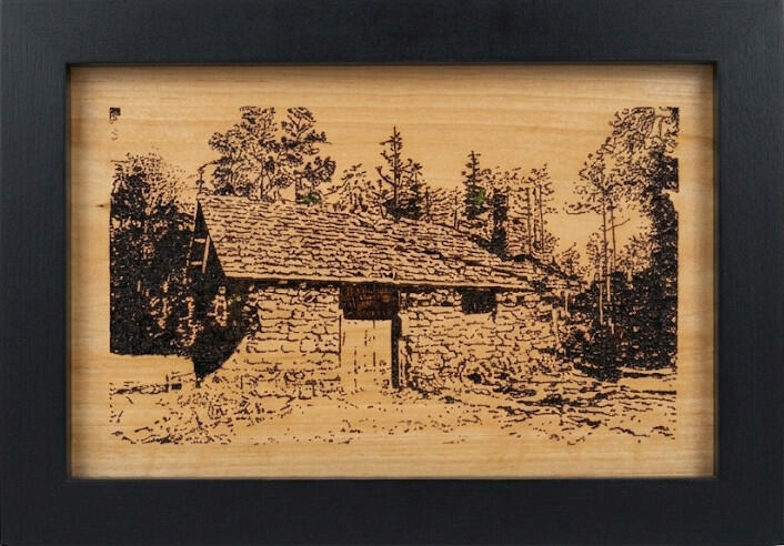 Custom wood plaque featuring original Wisconsin lakeshore artwork by Pk, inspired by local landmarks, historic places, and Midwest shoreline communities.
