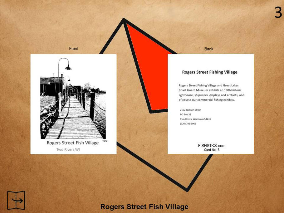 Celebrate Wisconsin's maritime heritage with this greeting card featuring the historic Rogers Street Fishing Village in Two Rivers. Greeting card featuring original artwork of Rogers Street Fishing Village in Two Rivers Wisconsin.