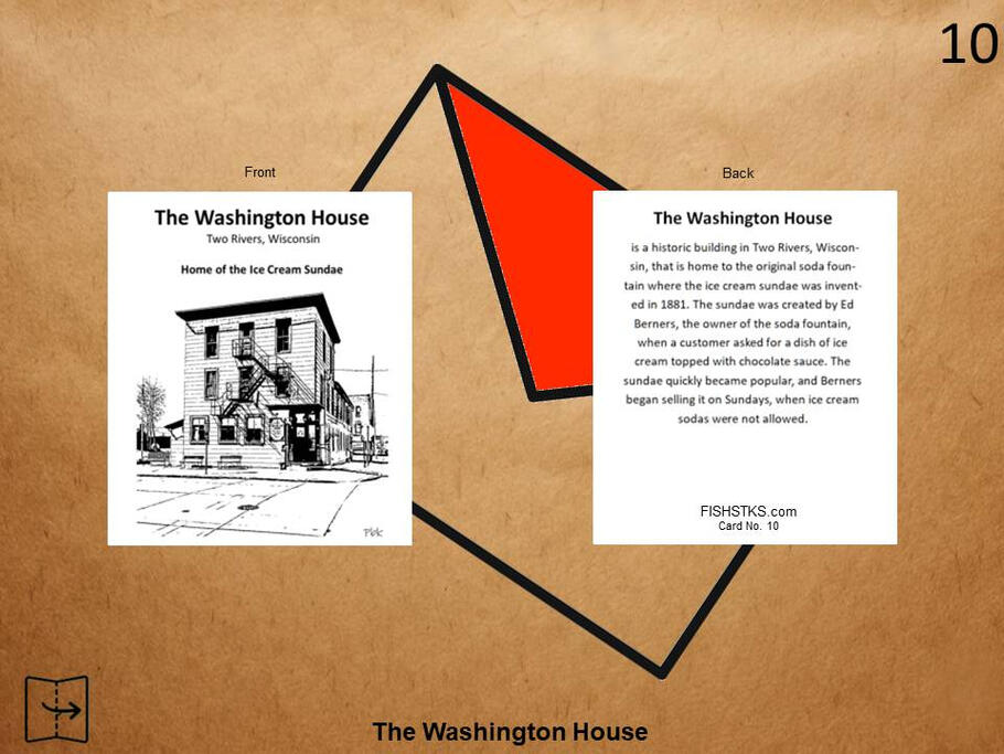 Featuring the historic Washington House, this greeting card celebrates an important landmark in Two Rivers history. titled Greeting card featuring original artwork of the Washington House in Two Rivers Wisconsin.