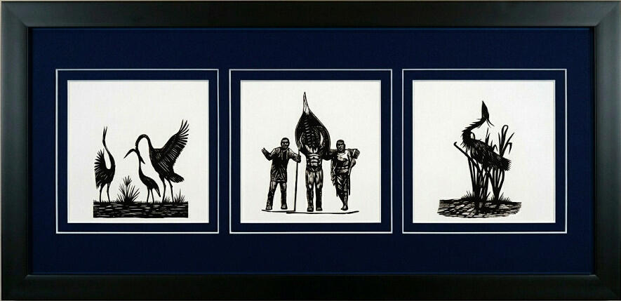 Large three-panel framed artwork by FISHSTKS.com featuring original art inspired by the Two Rivers and Manitowoc Wisconsin lakeshore, Lake Michigan shoreline communities, local history, and maritime heritage.