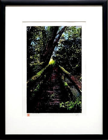Original Wisconsin woodland artwork by Pk at FISHSTKS.com featuring a quiet forest path scene inspired by Midwest nature, lakeshore landscapes, and local outdoor scenery.